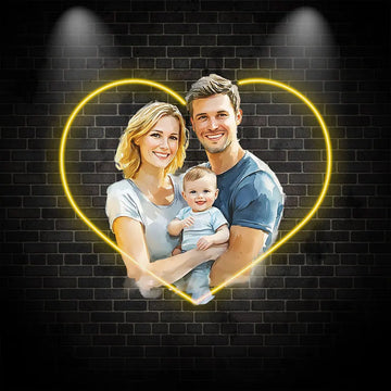 Happy Family Acrylic Custom Neon Sign, Personalized LED Light Sign, Creative Gift Neon Light For Home Decor