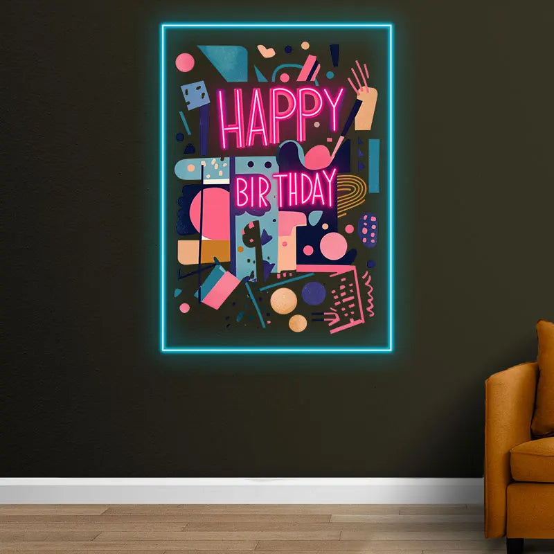 Happy Birthday Led Neon Light, Birthday Party Wall Decor Led Light, Custom Neon Sign for Room Decor, Perfect Gift for Kids Room