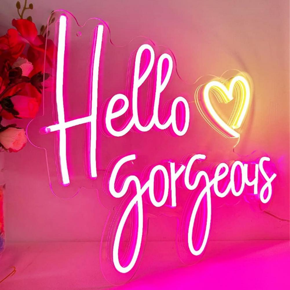 Hello Gorgeous Neon Sign Custom Neon Light Home Decor Gift for Her Beautiful Wall Light Bedroom Night Light