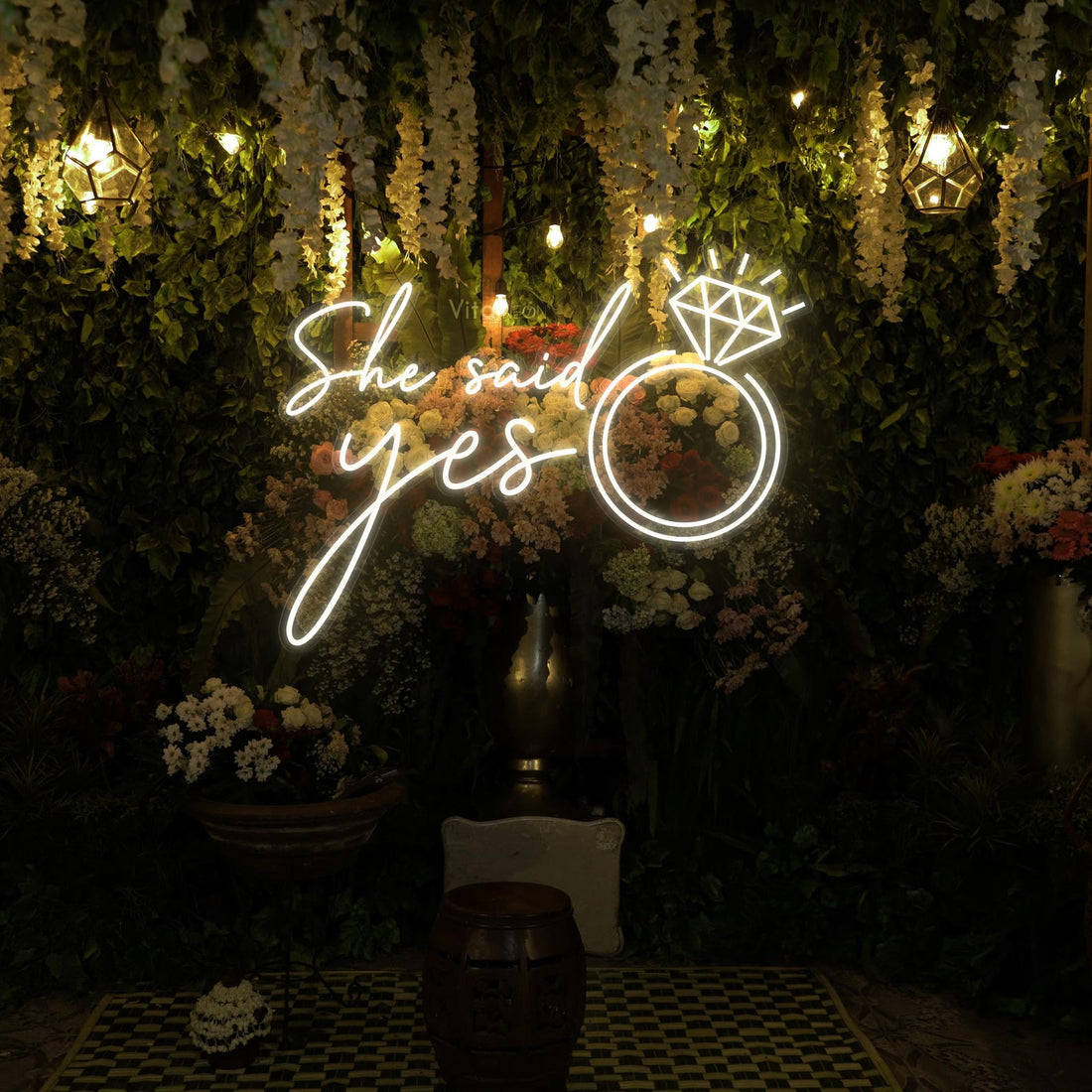She Said Yes Neon Ring Sign, Custom Wedding Neon Sign LED Marriage Proposal Wall Decor Engagement Party Welcome Signage, Gift For Her