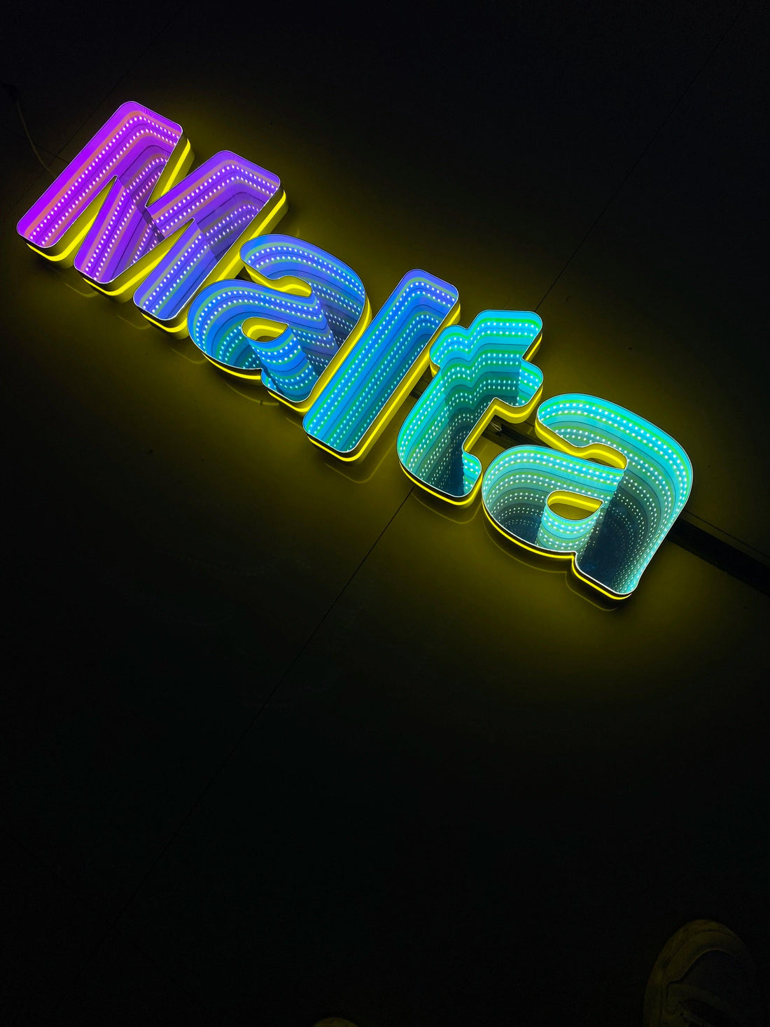 Stocked Infinity Mirror 3D Letters, Uppercase  letters, Perfect for Restaurant, Market, Bar, Hotel Decor