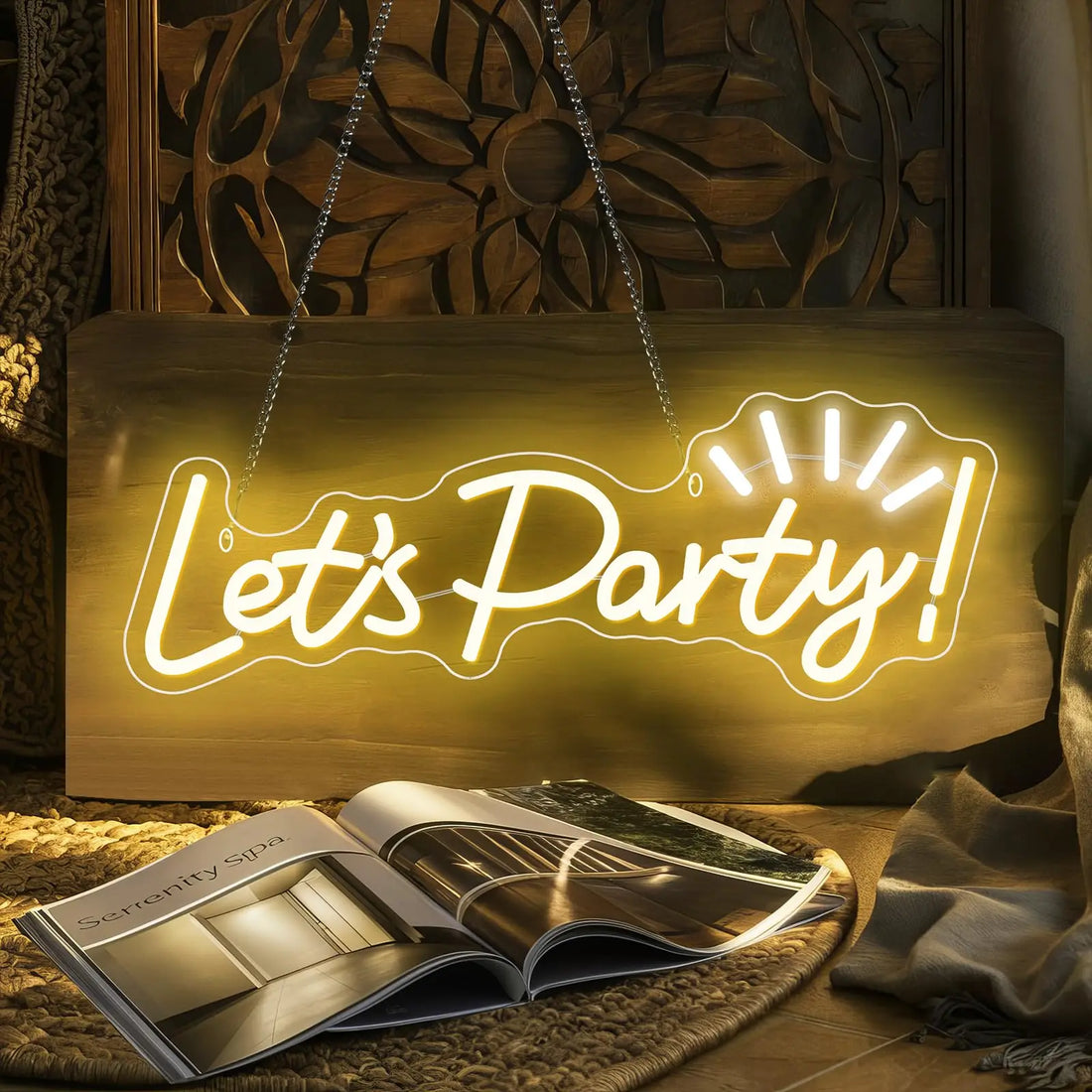 Let’s Party LED Neon Sign for Wall Decor – Colorful Light Up Sign for Birthday, Wedding, Bachelorette Party, Bar, Event Backdrop, Girls Room, Photo Booth Prop