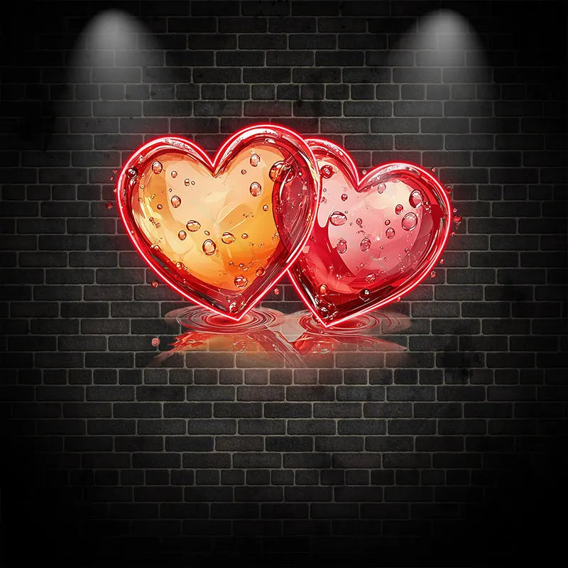 Two Hearts Wedding Ceremony Neon Sign, Creative Wall Hanging Neon Light, Wedding Gift Decor Light