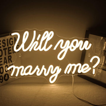 Will You Marry Me Neon Sign - Romantic LED Proposal Light for Engagement, Wedding Decor, Marry Me Backdrop Sign