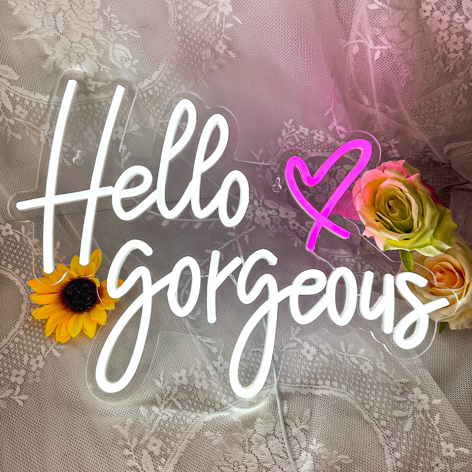 Hello Gorgeous Neon Sign - Custom LED Light for Wall Decor, Perfect for Bedroom, Salon, Event Backdrop