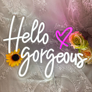 Hello Gorgeous Neon Sign - Custom LED Light for Wall Decor, Perfect for Bedroom, Salon, Event Backdrop