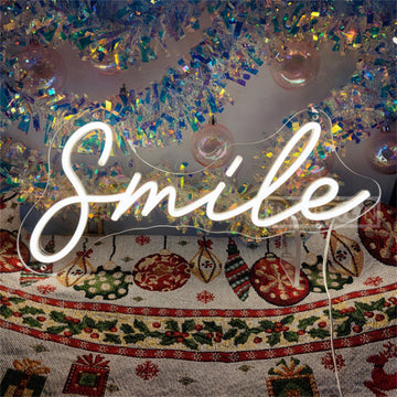 Smile Neon Sign LED Light – Aesthetic Wall Decor for Bedroom, Living Room, Office, Custom Cute Neon Light for Teen Room, Kids Room, Cafe, Bar, Positive Vibes Room Decor Gift