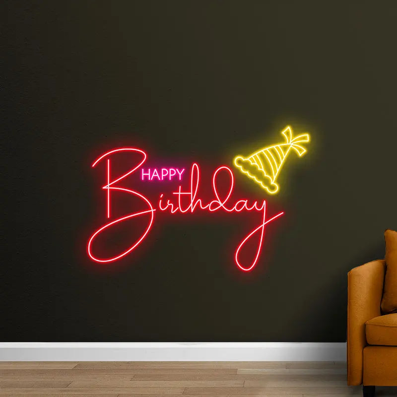 Toysign Custom Text Neon Light, Happy Birthday Neon Sign - Bright LED Party Decoration for Special Celebrations, Birthday Gift