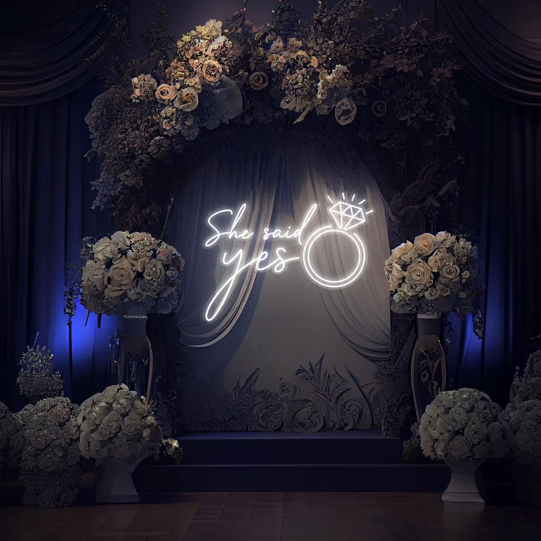She Said Yes Neon Ring Sign, Custom Wedding Neon Sign LED Marriage Proposal Wall Decor Engagement Party Welcome Signage, Gift For Her
