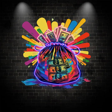 Colorful Money Bag Neon Sign, Creative Wall Hanging Neon Light, Art Decor Light