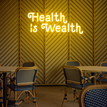 Health is Wealth Neon Sign Gym Wall Decor Fitness Club Art Decor Home Wall Decor Gifts