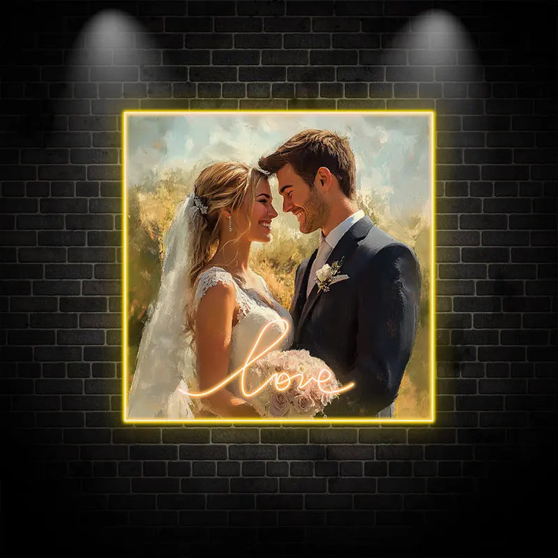 Wedding Photo Acrylic Custom Neon Sign, Personalized LED Neon Sign Light, Creative Neon Light For Home Decor