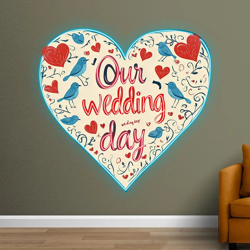 Our Wedding Day Atmosphere Wall Hanging Decor Custom LED Neon Sign