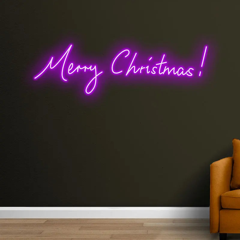 Merry Christmas Neon Text Light – Stylish Merry Christmas Design with Neon Glow, Perfect for Holiday Home Decor and Party Decor