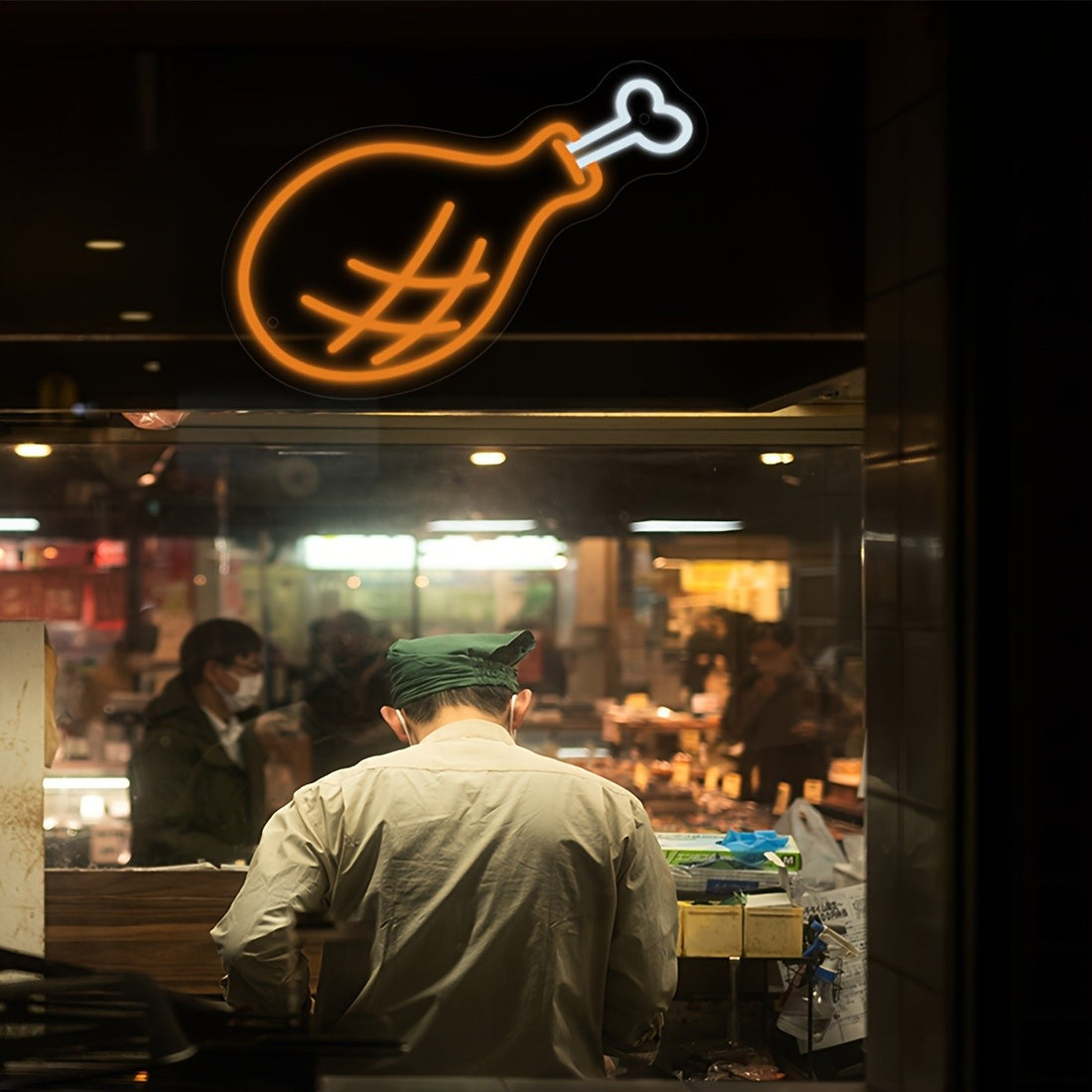 Chicken Leg Neon Sign LED Light – Food Icon Neon Wall Decor for Restaurant, BBQ Shop, Fried Chicken Store, Cafe, Takeaway Window Display, Cute Meat LED Sign for Kitchen or Bar