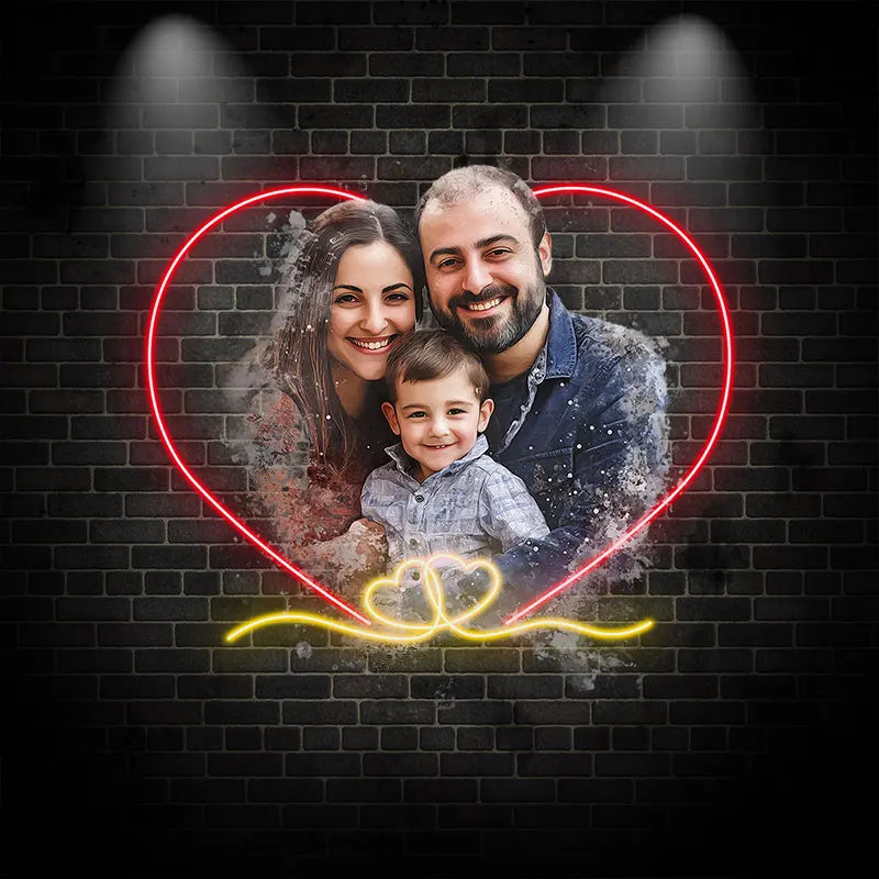 Family Photo Acrylic Custom Neon Sign, Personalized LED Neon Sign Light, Perfect Neon Light For Home Decor