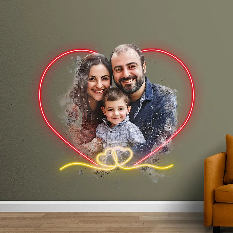 Family Photo Acrylic Custom Neon Sign, Personalized LED Neon Sign Light, Perfect Neon Light For Home Decor