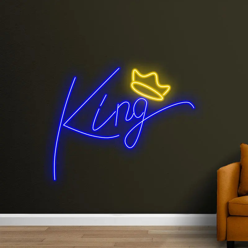 Toysign Custom Neon Light, Bold "King" Neon LED Wall Light with Crown - Regal Decor for Man Cave, Bar & Office Wall, Unique Gift