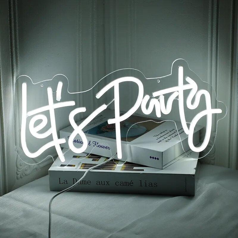 Lets Party Neon Sign LED Lamps Garden Birthday Celebrate Party  Art Wall Decor Gift