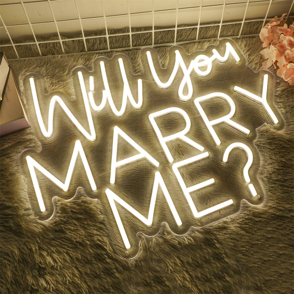 Will You Marry Me Neon Sign Warm White 40 Inches Custom Neon Sign Large Backdrop Decor for Engagement, Wedding, Anniversary