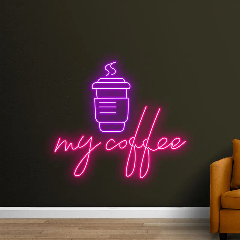 Toysign My Coffee Neon Sign Wall Light – Modern LED Coffee Art for Cafés or Kitchens, Perfect for Coffee Lovers and Cozy Spaces