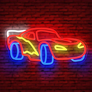 Red Sports Car Neon Sign - Cool Wall Decor for Boys' Bedroom, Birthday Gift, LED Neon Light for Kids and Teens