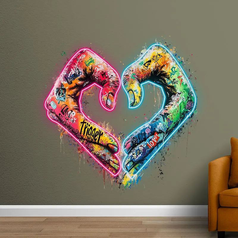 Hands Gesturing Love Acrylic Custom Neon Sign, Personalized LED Neon Sign Light, Creative Gift Neon Light For Home Decor