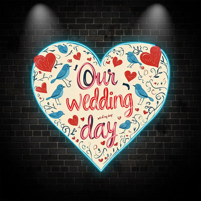 Our Wedding Day Atmosphere Wall Hanging Decor Custom LED Neon Sign