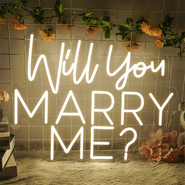 Will You Marry Me Neon Sign Warm White 40 Inches Custom Neon Sign Large Backdrop Decor for Engagement, Wedding, Anniversary