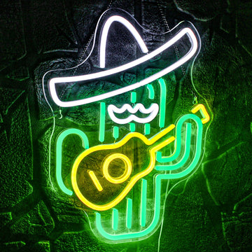 Cactus Neon Light Sign for Wall Decor – Battery Powered LED Green Neon Sign for Bedroom, Living Room, Bar, Party, Kids Room – Aesthetic Decorative Night Light