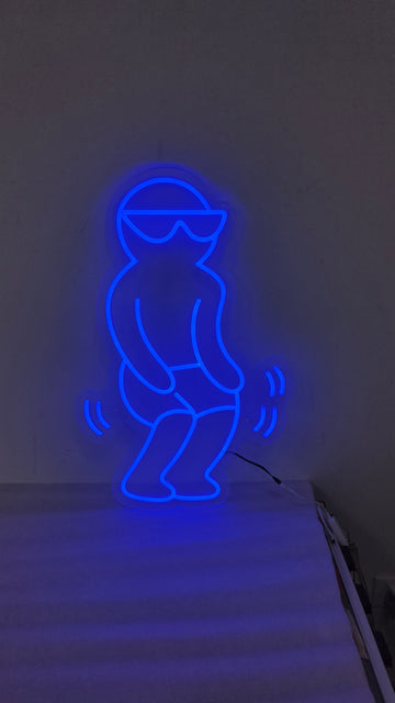 Squatting Man with Sunglasses LED Neon Sign, Acrylic Backboard
