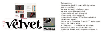 2 set backlit channel letters, 1 outdoor, 1 indoor with arch