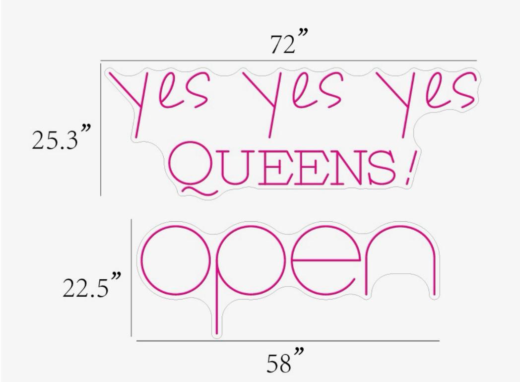 yes yes queen & open neon signs