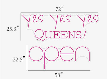 yes yes queen & open neon signs