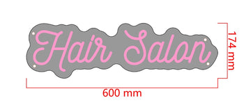 Hair Salon neon sign-black acrylic- hot pink