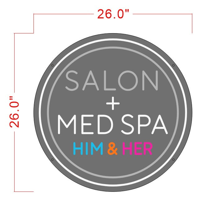 Let's Meet & Salon+Med Spa him & her neon sign