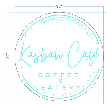 Kasbah Cafe neon sign ice blue 32*32 inches UV printed