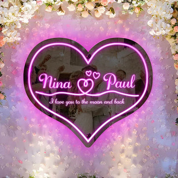 Personalized Mirror Light Heart Marquee Wedding party