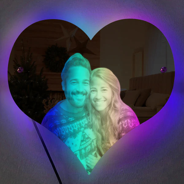 Personalized Heart Shaped Photo Led Mirror...