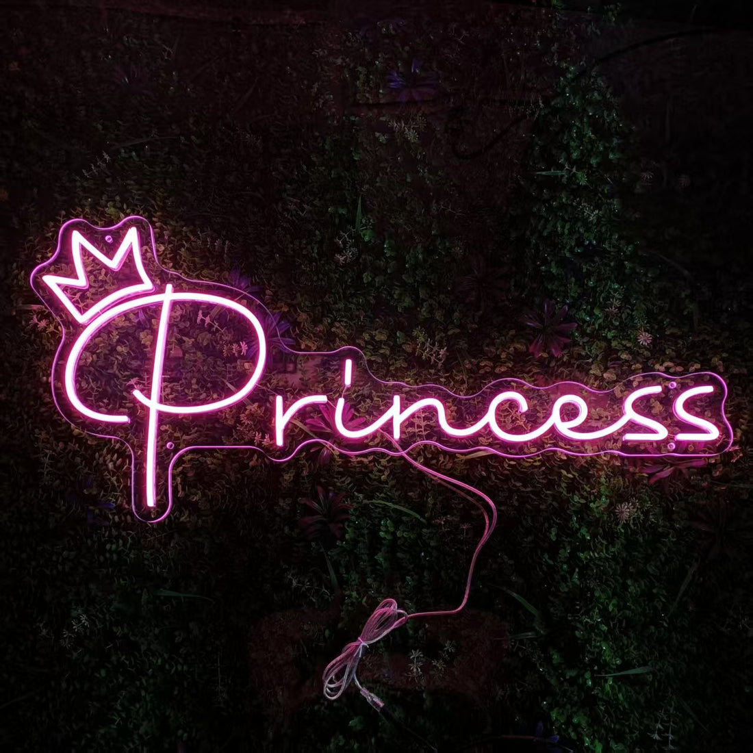 Pink Princess Neon Sign with Crown, LED Neon Sign for Home Art, Woman Cave Neon Lights, Recreation Room Wall Decor