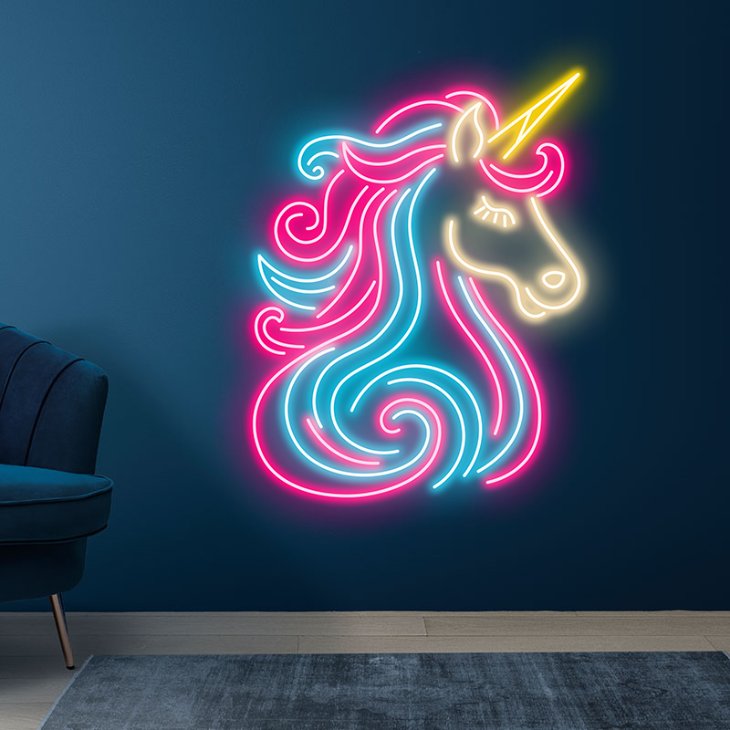 Unicorn Neon Sign, Colorful Unicorn Neon Lights, Custom Gifts, Bar Decor, Wall Decor, Perfect for Photoshoots, UV Print Lights