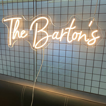Family Name Neon Sign, Custom LED Light, Home Entrance Decor, The Bartons House, Personalized Wall Sign