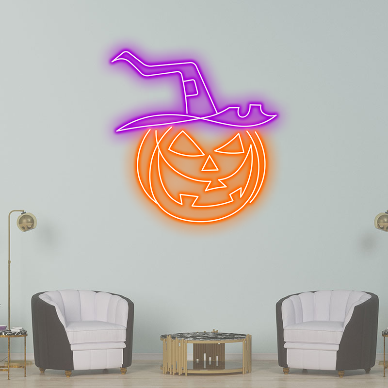 Halloween Pumpkin Head Neon Sign, Custom Neon Signs For Halloween, Colorful Lights, Wall Art Decor, Bar Decor, Gifts For Kids