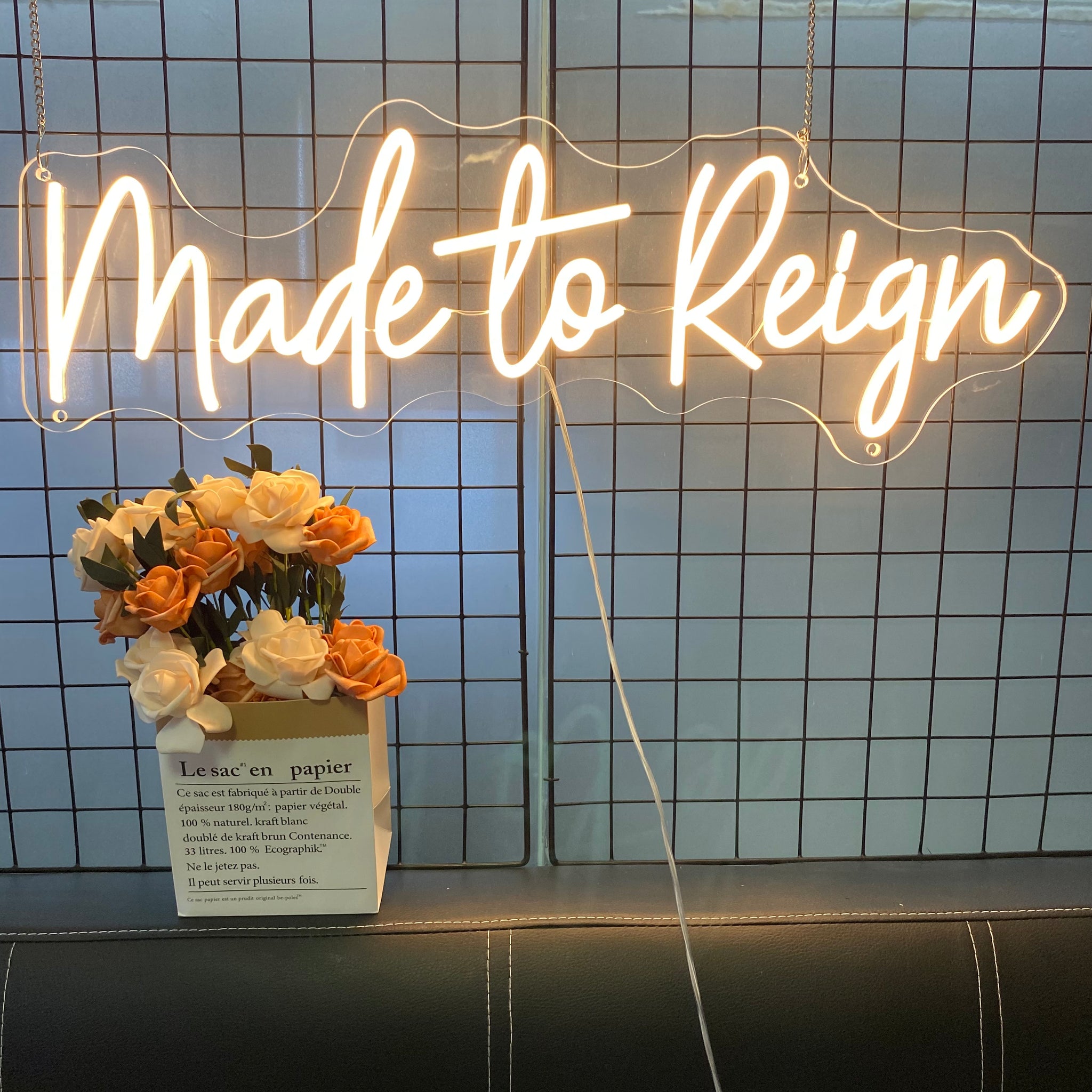 Custom Phrase Neon Sign, Teen Room Decor, Inspirational LED Light, Made to Reign, Motivational Gift