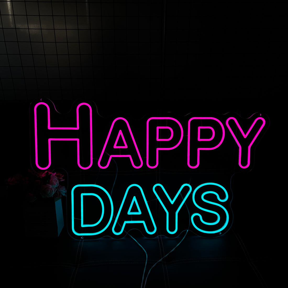Colorful “Happy Days” LED Neon Sign - Aesthetic and Customizable Neon Sign for Home, Bedroom or Party Decor. Ideal Gift for Spreading Positivity.
