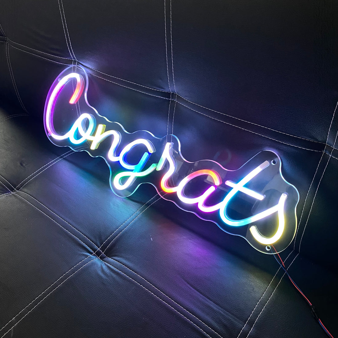 Congrats Full Color Neon Sign – Custom LED Neon Light for Graduation, Party, Wedding, Engagement – Vibrant Wall Decor, Celebration Neon Word Sign, Personalized Gift for Events and Home
