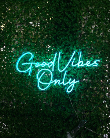 Good Vibes Only Neon Sign - Ice Blue LED Wall Light for Aesthetic Room Decor, Chill Vibe Lighting for Bedroom, Office, Studio
