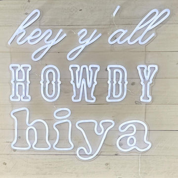 Hey y'all Howdy Hiya neon signs