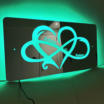 Personalized Couple Names Mirror Sign - Infinity Interweaving Love Mirror Sign - Best Valentine's Day Gifts for Couples