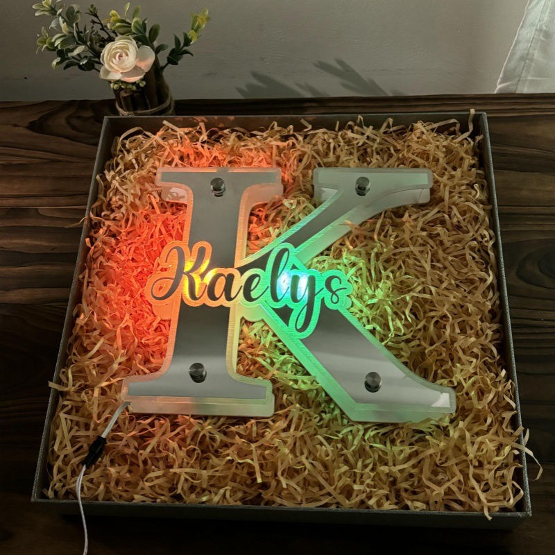 Personalized Alphabet Mirror with Name - Customized Illuminated Name Mirror - Wall Art Light Up Mirror - Best Birthday, Anniversary and Christmas Gift for Family and Friends